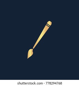 Art paint brush icon flat. Simple gold pictogram on dark background. Vector illustration symbol