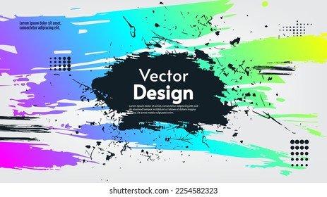 Art paint brush and splash vector illustration. Gradient colors. White backdrop with gradient scratches. Design for wallpaper, background, banner, invitation.
