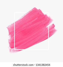 Art paint brush stroke background vector over square frame. Perfect watercolor design for headline, logo and sale banner.