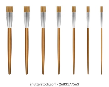 Pincéis artísticos sobre um fundo branco. Ilustração vetorial.