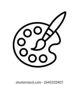 Art Paint Palette with Brush Outline Icon for Creative Design
