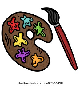 Art Paint Palette Line Art Vector Illustration Clip Art