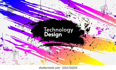 Pintura de arte salpicada y cepillo. Ilustración vectorial. Diseño para fondo, fondo, banner, postal. Colores gradientes.
