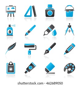 Art and painter icons - vector icon set