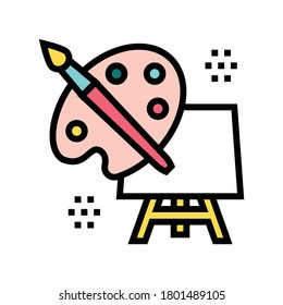 art palette brush and canvas on tripod color icon vector. art palette brush and canvas on tripod sign. isolated symbol illustration