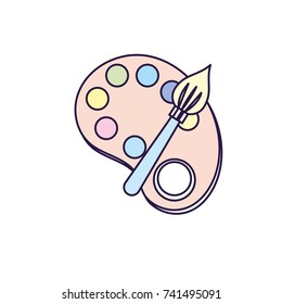 art palette with brush paint object