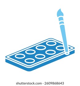 Art Palette isometric 3D dual tone icon, mini illustration. use for modern concept, print, UI, UX kit, web and app development. Vector EPS 10, related to learning and education, science