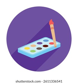 Art Palette isometric 3D icon, mini illustration. use for modern concept, print, UI, UX kit, web and app development. Vector EPS 10, related to learning and education, science