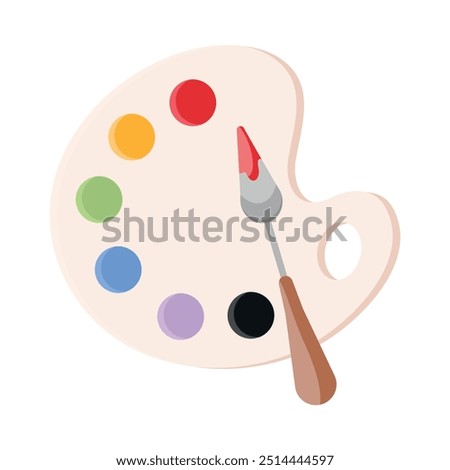 Art palette and palette knife isolated on white background. Painting supply icon. Artist emblem. Vector illustration