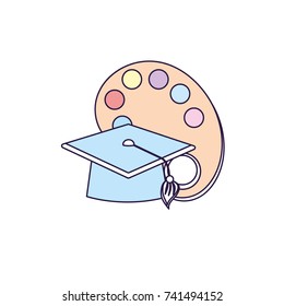 art palette object with cap graduation design