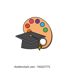 art palette object with cap graduation design