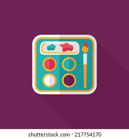 Art palette with paint brush flat icon with long shadow,eps 10