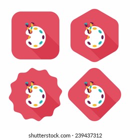 Art palette with paint brush flat icon with long shadow,eps 10