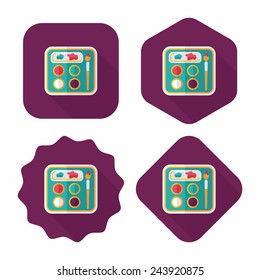 Art palette with paint brush flat icon with long shadow,eps 10