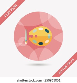 Art palette with paint brush flat icon with long shadow,eps 10