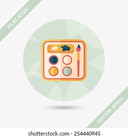 Art palette with paint brush flat icon with long shadow,eps 10