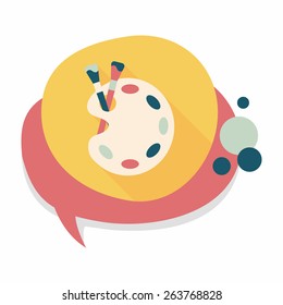 Art palette with paint brush flat icon with long shadow,eps 10