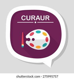 Art palette with paint brush flat icon with long shadow,eps 10
