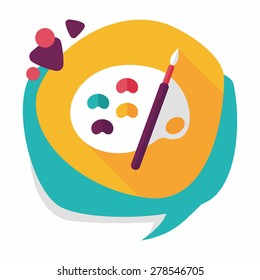 Art palette with paint brush flat icon with long shadow,eps 10