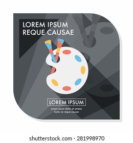 Art palette with paint brush flat icon with long shadow,eps 10