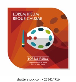 Art palette with paint brush flat icon with long shadow,eps 10
