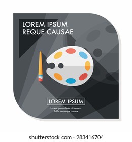 Art palette with paint brush flat icon with long shadow,eps 10