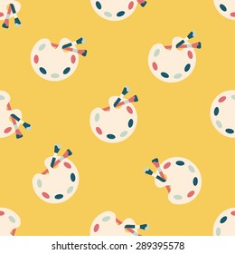 Art palette with paint brush flat icon,eps 10 seamless pattern background