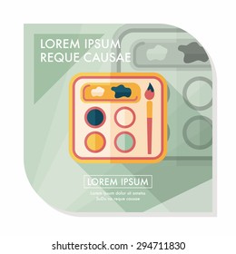 Art palette with paint brush flat icon with long shadow,eps 10