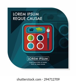 Art palette with paint brush flat icon with long shadow,eps 10