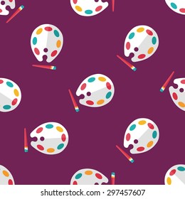Art palette with paint brush flat icon,eps 10 seamless pattern background