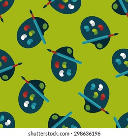 Art palette with paint brush flat icon,eps 10 seamless pattern background