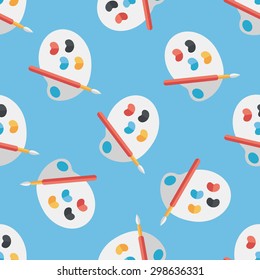 Art palette with paint brush flat icon,eps 10 seamless pattern background