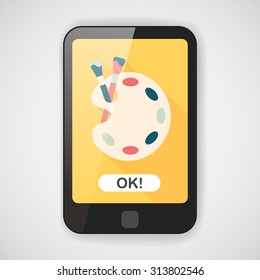 Art palette with paint brush flat icon with long shadow,eps 10