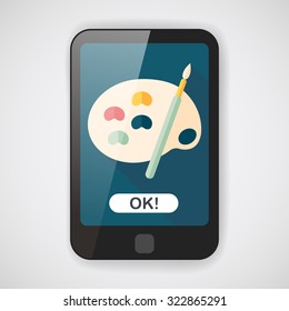 Art palette with paint brush flat icon with long shadow,eps 10
