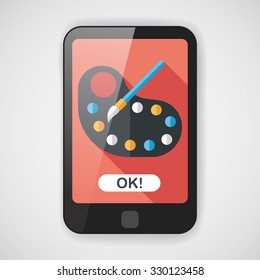 Art palette with paint brush flat icon with long shadow,eps 10