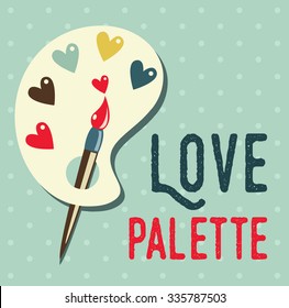 Art palette with paint brush flat icon,can be used as a poster