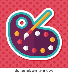 Art palette with paint brush flat icon with long shadow,eps 10