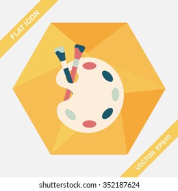 Art palette with paint brush flat icon with long shadow,eps 10