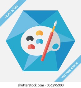 Art palette with paint brush flat icon with long shadow,eps 10