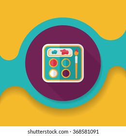 Art palette with paint brush flat icon with long shadow,eps 10