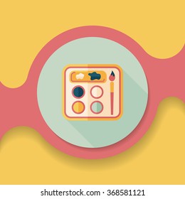 Art palette with paint brush flat icon with long shadow,eps 10