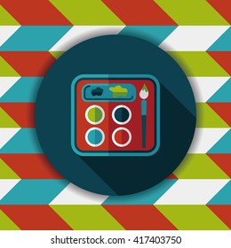 Art palette with paint brush flat icon with long shadow,eps 10
