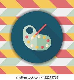 Art palette with paint brush flat icon with long shadow,eps 10