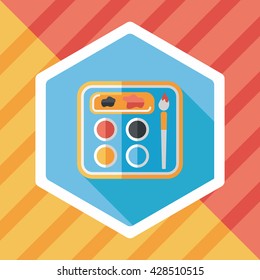 Art palette with paint brush flat icon with long shadow,eps 10