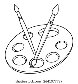 Art Palette and Paintbrushes Artistic Creative Tools