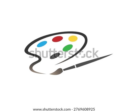 Art palette with paints brush stylized logo lines vector icon symbol design illustration