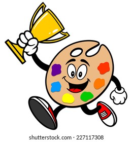 Art Palette Running with Trophy