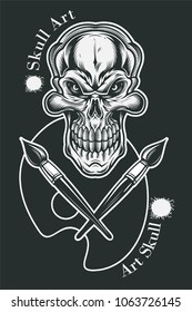 Art palette and Skull