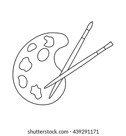 Art palette with two brushes icon, outline style