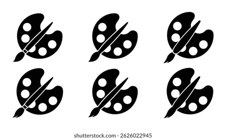 Art Palette vector icon set. Art Class Icon. Paint palette icon vector design template. Art Paint Brush Palette Icon